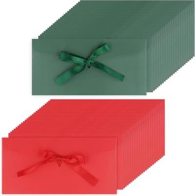 50 stuks parelmoer geldenveloppen met linten, vintage geschenkenveloppen voor bruiloften, verjaardagen en Kerstmis, 22 x 11 cm