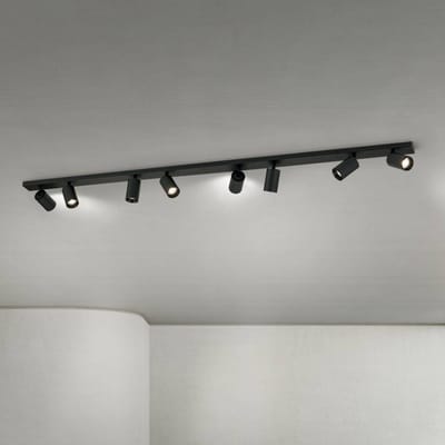 ORION Plafondspot Sean, zwart, 8-lamps, staal, aluminium, GU10