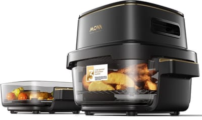Mova Aeroglass AF20 Pro Glazen Airfryer - Dubbele Capaciteit 4L + 2.5L - Borstelloze Grill