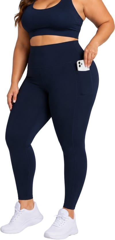 SparkNine Softcurve plus size legging - met zijzakken - 3XL - blauw - zachte stof - ademend - niet doorschijnend