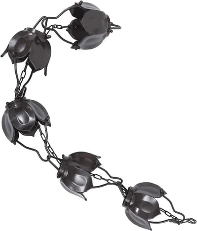 Decoratieve Regenketting - Afvoerketen Tuin - Efficiënte Waterafvoer - Duurzaam Legering Materiaal - 100 cm Lengte - Zwart