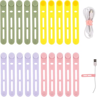 QTTVBTNA - Kabel organizer - Siliconen Kabelbinders - Multi-Functionele - Flexibel - Herbruikbaar - Ideaal voor het Organiseren van Snoeren - Set van 20 Stuks