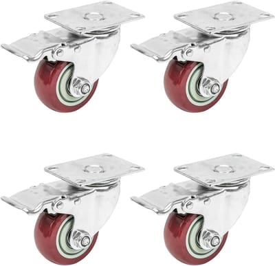 Zware Duurzame Wielen met PU Rem | Set van 4 | 75 mm | Tot 400 kg | Ideaal voor Transport en Vrachtwagens