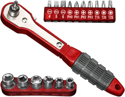 Ratelbitset 17 Delen - Schroef Bitset - Apparaat Reparatie - Ergonomische Anti-slip Grip - 132 x 34 cm