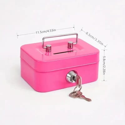 Coffre-fort en métal, Mini coffre-fort, banque d'argent, banque de pièces en métal, boîte de sécurité robuste et Portable pour enfants, Collection de pièces de monnaie pink