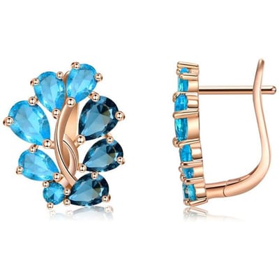 Dames Oorbellen Japanse en Koreaanse Mode Oorbellen Waterdruppel Zirconia Oorbellen Oorbellen Accessoires blue