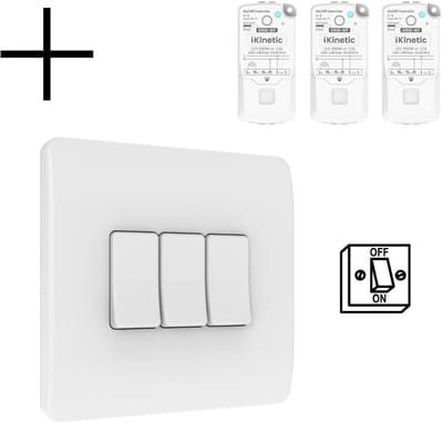Draadloze Wandschakelaar | Wifi | Bediening via app | Batterij | Schroeven of tape | Aan Uit | RF 433 MHz | Wit