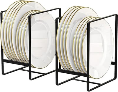 Bordenhouders organizer kast - 2 stuks multifunctionele bordenstandaard - keukenkast opslag - afdruiprek servies - voor borden potdeksel snijplank houder - zwart (L) bordenrek