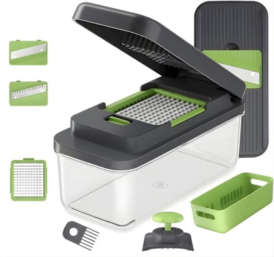 AHD® Mandoline - Groentesnijder - Groentensnijder - Groentesnijder Handmatig - Zwart/Groen - 25cm x 12cm x 12cm