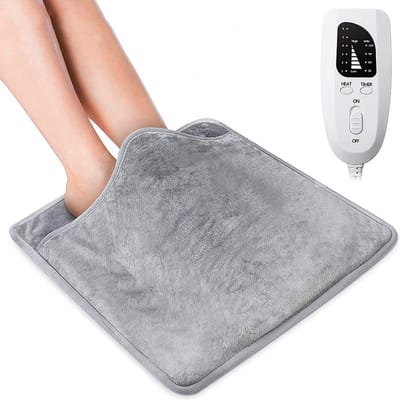 Ultra-comfortabele elektrische voetenwarmer - 6 warmtestanden (temperatuurbereik van 40°C tot 60°C) - 4 timingopties - 50 watt vermogen - zilver grijs