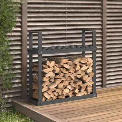 Brandhoutrek - Houtopslag - Haardhout Opslag - Droge Opslag - 110 x 35 x 1085 cm - Grijs