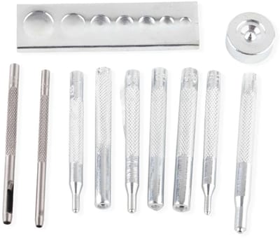 Complete Set van 11 Stuks Gereedschap voor Leerbewerking met Rivet Setter en Perforators voor Snap Fasteners