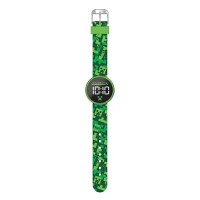 Accutime Minecraft horloge LED rond met verwisselbare batterij.