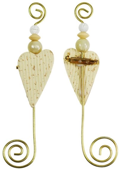 Trouwspeld met hart crème 12cm 16 st