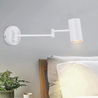 Moderne witte wandlamp GU10 voor slaapkamer en woonkamer - draaibaar en met lange arm