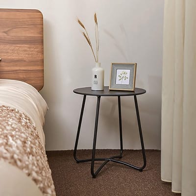 Ronde metalen bijzettafel - Salontafel vierkant - Buitenmeubilair decoreren - Waterdicht roestvrij metaal - 45 x 45 cm - Zwart