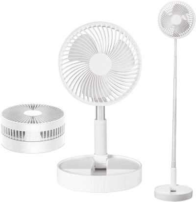Telescopische ventilator – Oplaadbaar via USB – Opvouwbaar – Mini-ventilator – 7200 mAh – In hoogte verstelbaar (36–97,5 cm) – Telescopische vloerventilator – Staande ventilator