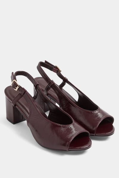 Yours Bordeauxrood Open Teenslingback Met Blokhak In Met Brede Pasvormsize 37EEE