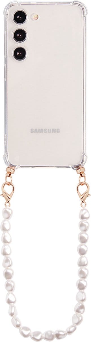 Casies hoesje geschikt voor Samsung Galaxy S21 met koord - telefoonhoesje met parelkoord - parel ketting - Cord Case Pearl