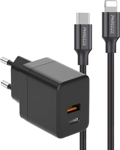 35w Power Adapter usb C + Kabel geschikt voor Apple iPad en iPhone - 1 Meter Lange Oplader - Nylon Gevlochten - Geschikt voor X,11,12,13,14,Pro,Max,Plus,Mini