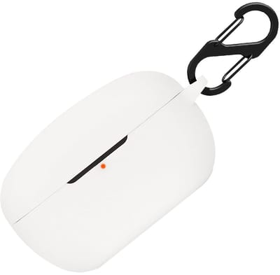 Dailygoods - Siliconen hoesje - Beschermhoes - Wit - Stootvast - Met sleutelhanger - Geschikt voor Sony WF-1000XM5 - Premium siliconen
