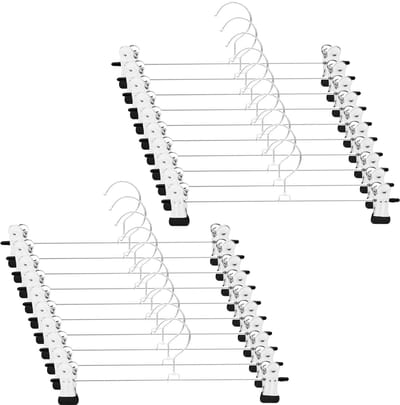 Broekhangers, kleerhangers met tangen, 30 cm, verstelbaar, metalen broekhanger voor heren, ruimtebesparend, voor broeken, sokken, rokken en jeans