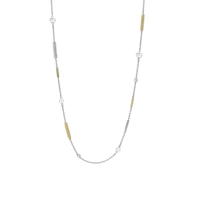 TI SENTO Dames Ketting - 925 zilver - Zirkonia met geel verguld - Maat 80 - 34089ZY