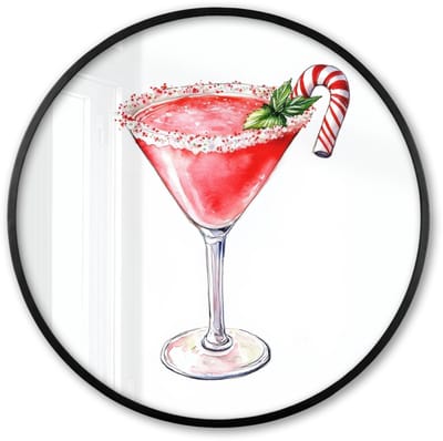 Poster in lijst Rond - Fotolijst 60x60 cm - Posters - Cocktail - Drank - Winter - Kunst - Ronde posterlijst zwart - Decoratie - Wanddecoratie woonkamer - Muurdecoratie slaapkamer