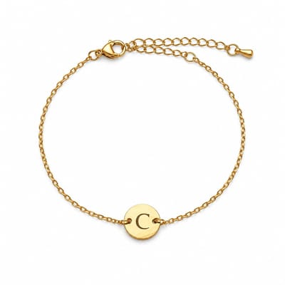 Minimalistische Initiaal Munt Armband Goud