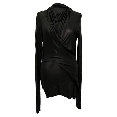 Rick Owens Magnetic Long Sleeve Top in Black Viscose