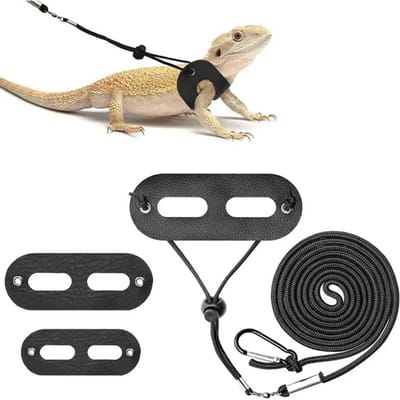 Corde de Traction Premium pour Lézard Animaux Rampants Sortie Corde de Traction Marche Corde pour Lézard Corde de Traction Petit Animal Design Élégant noir