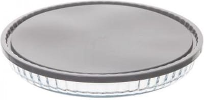 Glazen bakvorm/bakblik/ovenschaal - rond 27,5x3,5cm - oven/magnetron/koelkast/diepvriezer/vaatwasserbestendig - met deksel