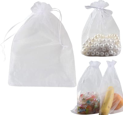 Dailygoods - Organza Geschenkzakjes - Cadeauverpakking - 50 Stuks - Wit - Sieradenzakjes - Perfect voor Feesten en Verjaardagen - 20 x 30 cm
