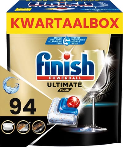 Finish Ultimate Plus All in One Regular – 188 Vaatwastabletten – 2 x 94 Capsules – Grote Voordeelverpakking