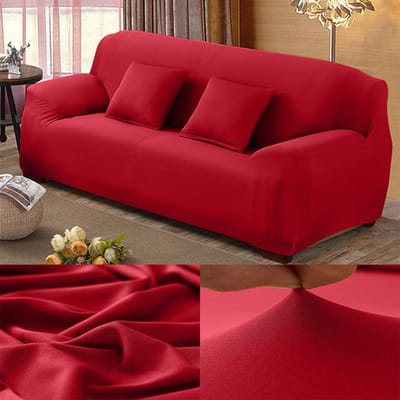 Housse de canapé extensible, couleurs unies, lavable, bon marché, amovible, pour salon, maison, hôtel 2 Seat 145-185CM rouge