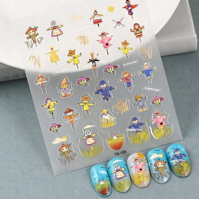 Frezarkowo - Zelfklevende 3D Nagelstickers - Strach na Wróble - Valentijn - 9,5x8 cm