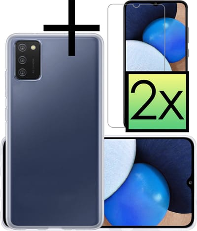 Hoesje - Met 2x Screenprotector - Geschikt voor Samsung Galaxy A02s - Sterk & Shockproof - Back Cover - Siliconen Case - Telefoon Hoes - Transparant