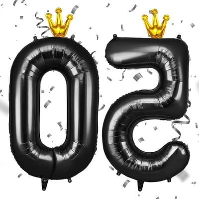 Grote Zwarte Folie Ballon met Kroon voor 50ste Verjaardag - Helium Ballon voor Feesten en Bruiloften, 101 cm