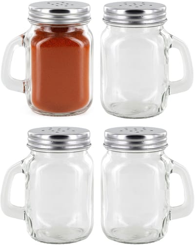 Home Deco Factory kruidenpotje - 4x - glas - 120 ml - 5 x 9 x 5 cm - transparant - kruidenstrooier