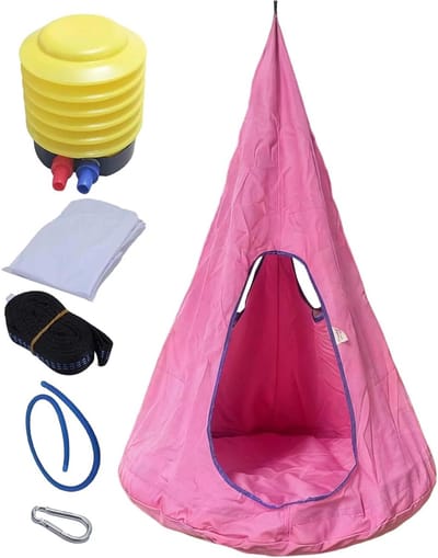 Hangmat cocoon - Schommelstoel pod - Ontspanning binnen - 3-in-1 functie - Max. 150 kg - Roze
