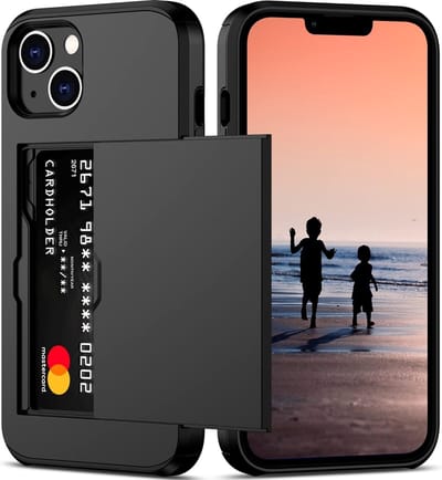Hoesje Geschikt voor iPhone 14 Hoesje Zwart - shockproof Backcover met pasjeshouder - Ruimte voor 2 pasjes