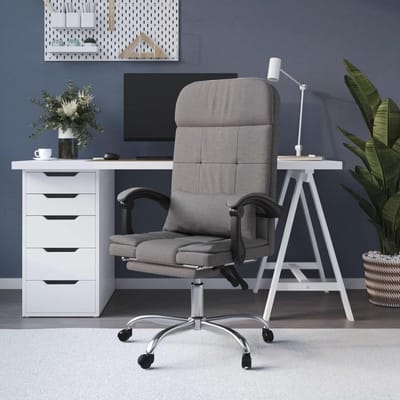 Massage Bureaustoel - Werkstoel Verstelbaar - Ontspannen Werken - Ergonomische Ligfunctie - 56 cm zithoogte - Taupe