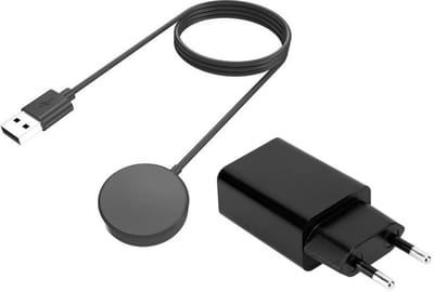 Strap-it Smartwatch oplader met adapter - USB-A charger / lader - geschikt voor Samsung Galaxy Watch 6 / Samsung Galaxy Watch 6 Classic / Samsung Galaxy Watch 7 (40 & 44mm) / Samsung Galaxy Watch Ultra / Ultra 2025 - zwart