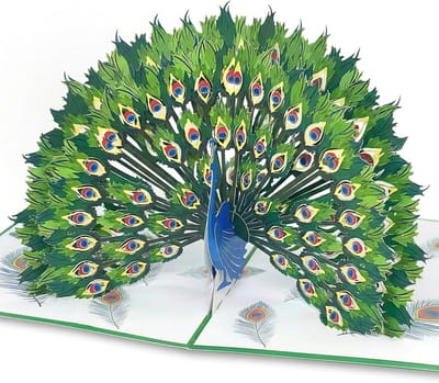 SnelShoppen - Magic Moments® 3D Pop-up Wenskaart Pauw Majesteit - Elegante Verjaardagskaart, Jubileum en Feestdagen - Unieke Pop-up Kaart voor Special