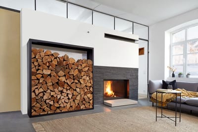 Opslag Haardhout binnen - Haardhoutrek - rek brandhout zwart - metaal 155x155x35cm