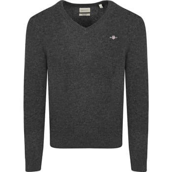 Gant Pullover V-Hals Woolblend Navy Melange - Maat L - Heren - Pullovers