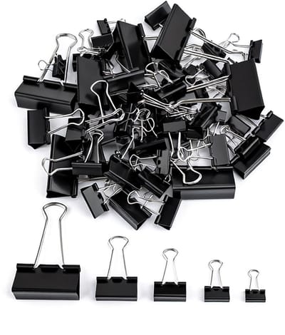 Bulldog clips, 15 mm 19 mm 25 mm 32 mm 51 mm metalen stier hond clipsset, vouwbare clips set, set paperclipsset diverse maten voor kantoor, thuis, keuken, school, winkels, stationaire
