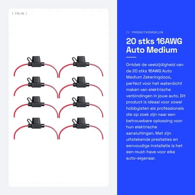 Dailygoods - 20 stks 16AWG Auto Medium Zekeringdoos - Waterdichte Stopcontact - Eenvoudig te installeren - Ideaal voor auto's - Betrouwbare verzekerin...