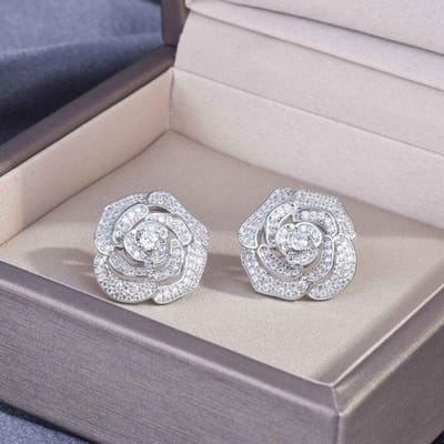 Holle Rose Camellia Stud Oorbellen Voor Vrouwen Echt 925 Sterling Zilver Join Patry Aros Mujer Oreja Orecchini Oorbellen Box Girl wit