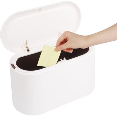 Allecto - Tafelafvalbak - Mini Afvalbin - Pop-up Deksel - Wit - Compacte Afvalbak - Geschikt voor Keuken, Badkamer en Kantoor - 1 Stuk